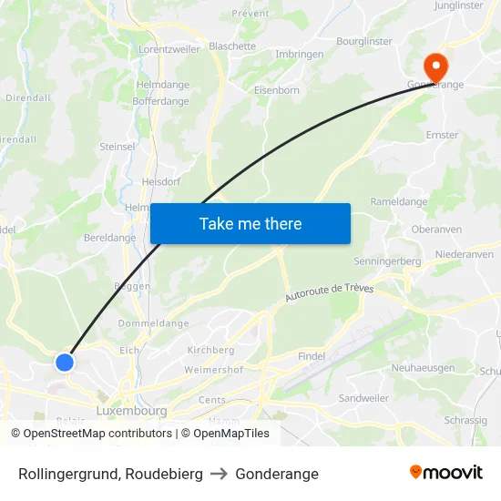 Rollingergrund, Roudebierg to Gonderange map