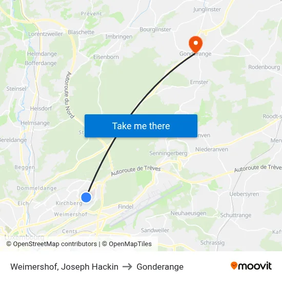 Weimershof, Joseph Hackin to Gonderange map