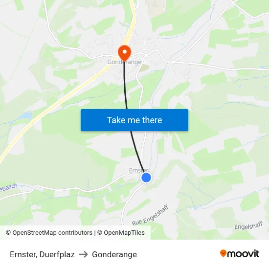 Ernster, Duerfplaz to Gonderange map