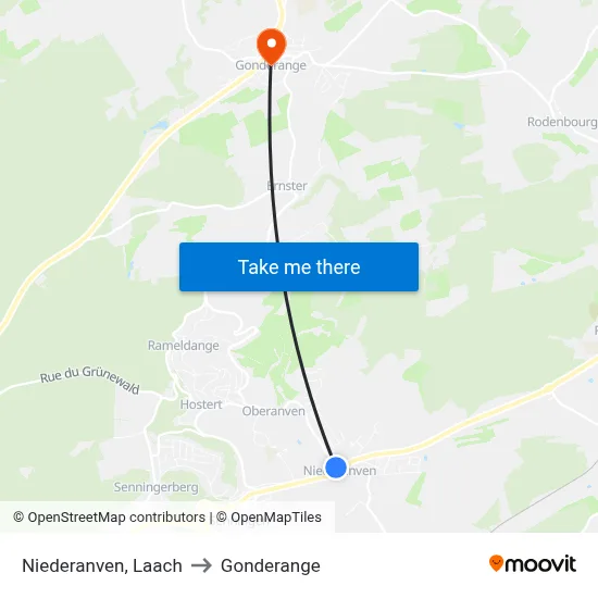 Niederanven, Laach to Gonderange map