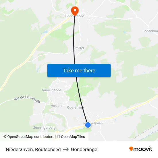 Niederanven, Routscheed to Gonderange map