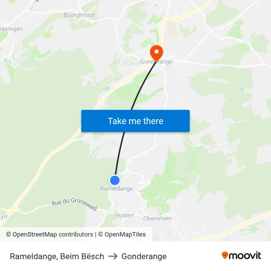 Rameldange, Beim Bësch to Gonderange map