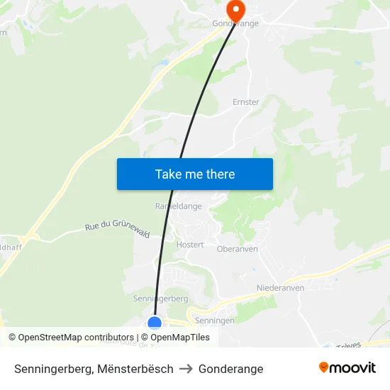 Senningerberg, Mënsterbësch to Gonderange map