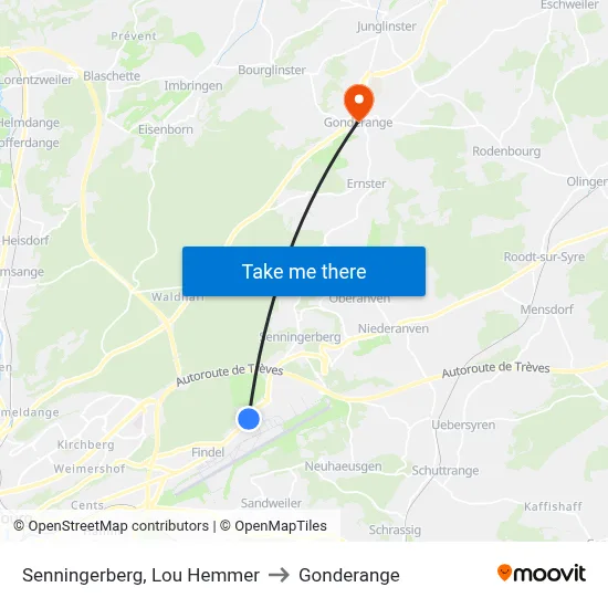 Senningerberg, Lou Hemmer to Gonderange map