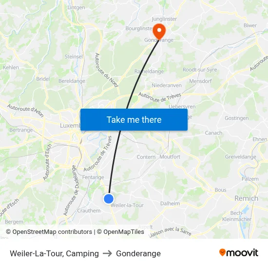 Weiler-La-Tour, Camping to Gonderange map