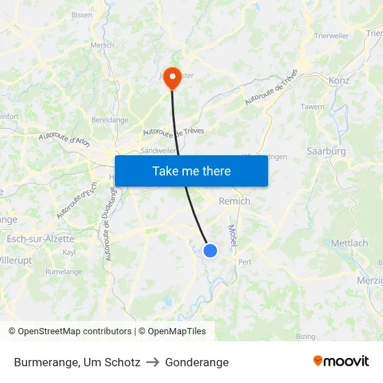 Burmerange, Um Schotz to Gonderange map
