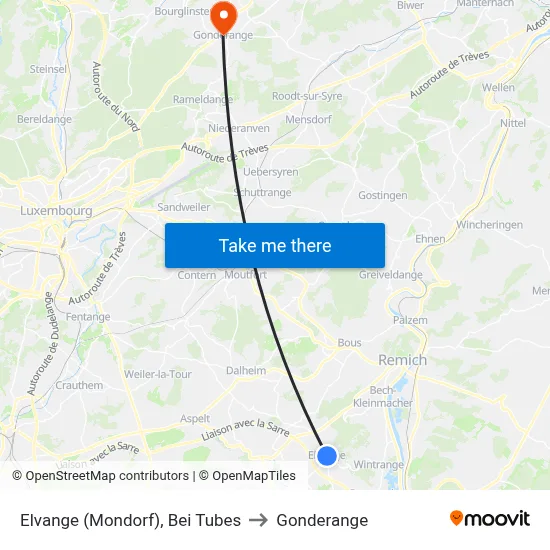 Elvange (Mondorf), Bei Tubes to Gonderange map