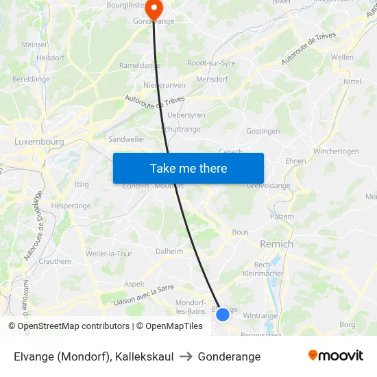 Elvange (Mondorf), Kallekskaul to Gonderange map