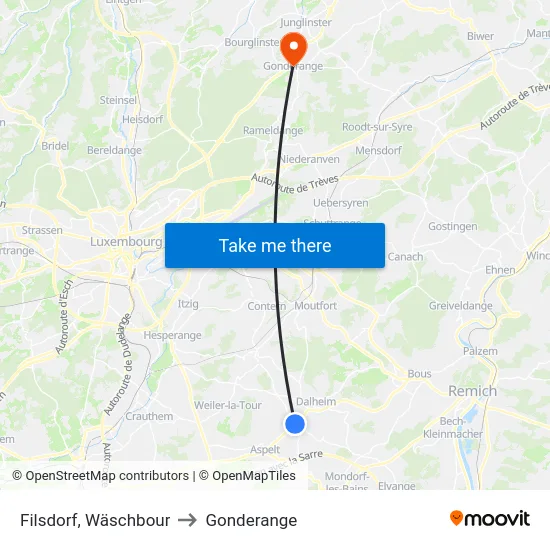 Filsdorf, Wäschbour to Gonderange map