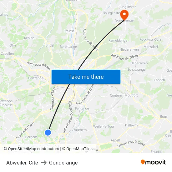 Abweiler, Cité to Gonderange map