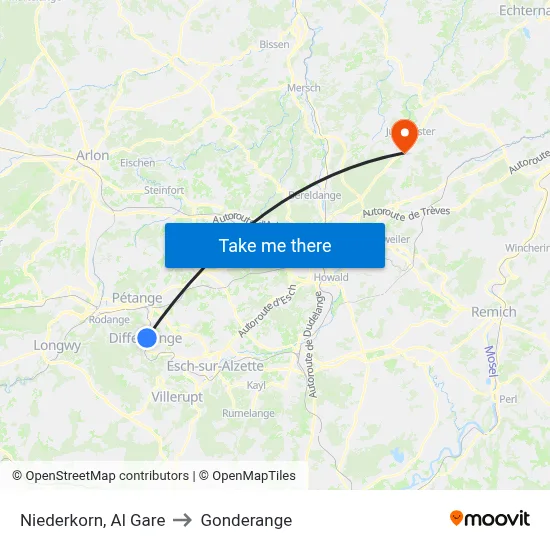 Niederkorn, Al Gare to Gonderange map