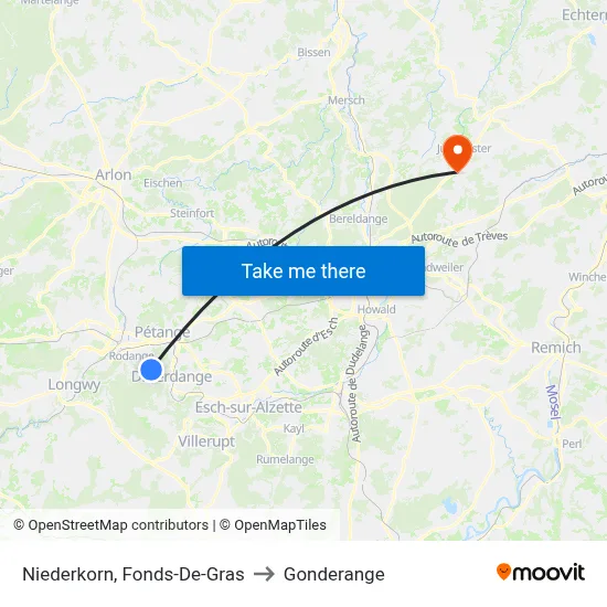 Niederkorn, Fonds-De-Gras to Gonderange map