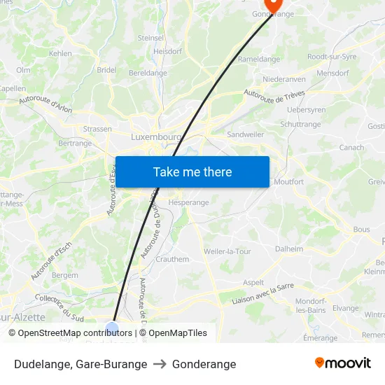 Dudelange, Gare-Burange to Gonderange map