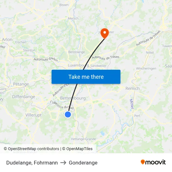 Dudelange, Fohrmann to Gonderange map