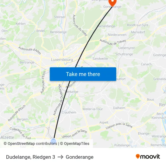 Dudelange, Riedgen 3 to Gonderange map