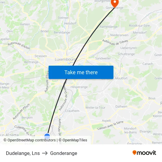 Dudelange, Lns to Gonderange map