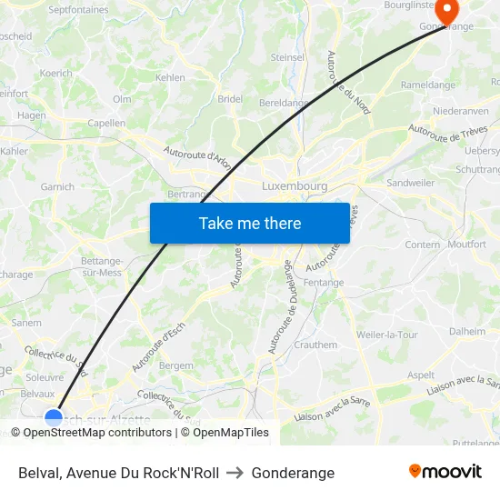 Belval, Avenue Du Rock'N'Roll to Gonderange map
