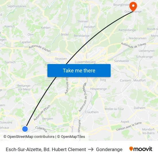Esch-Sur-Alzette, Bd. Hubert Clement to Gonderange map
