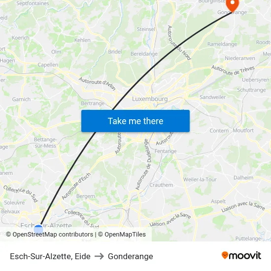 Esch-Sur-Alzette, Eide to Gonderange map