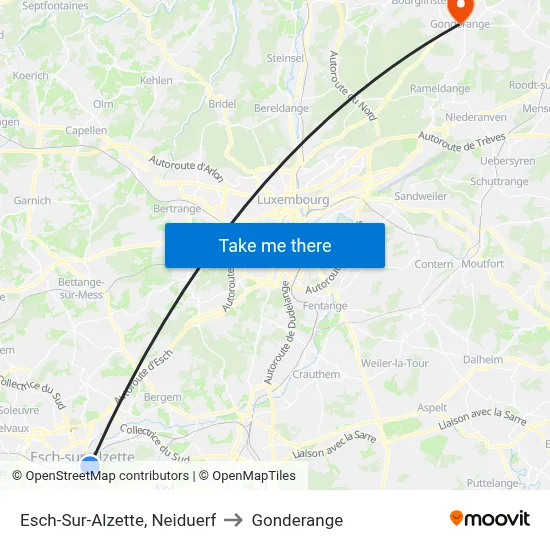 Esch-Sur-Alzette, Neiduerf to Gonderange map