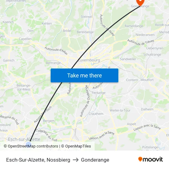 Esch-Sur-Alzette, Nossbierg to Gonderange map
