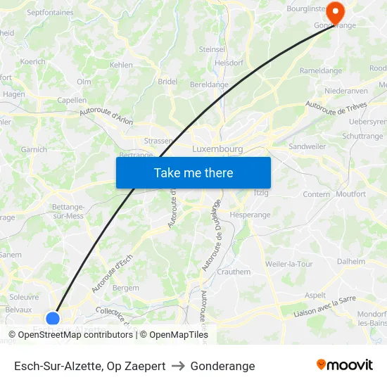 Esch-Sur-Alzette, Op Zaepert to Gonderange map