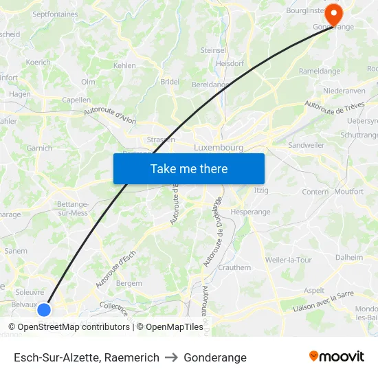 Esch-Sur-Alzette, Raemerich to Gonderange map