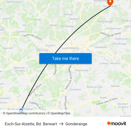 Esch-Sur-Alzette, Bd. Berwart to Gonderange map
