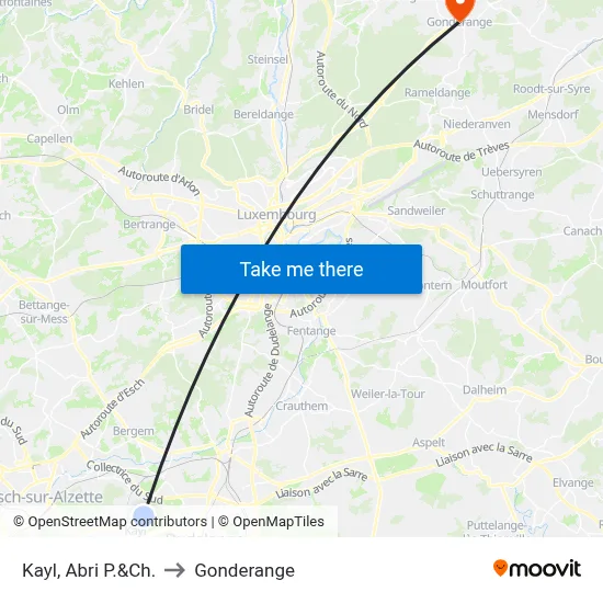Kayl, Abri P.&Ch. to Gonderange map