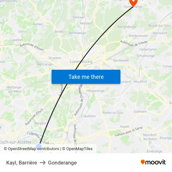 Kayl, Barrière to Gonderange map