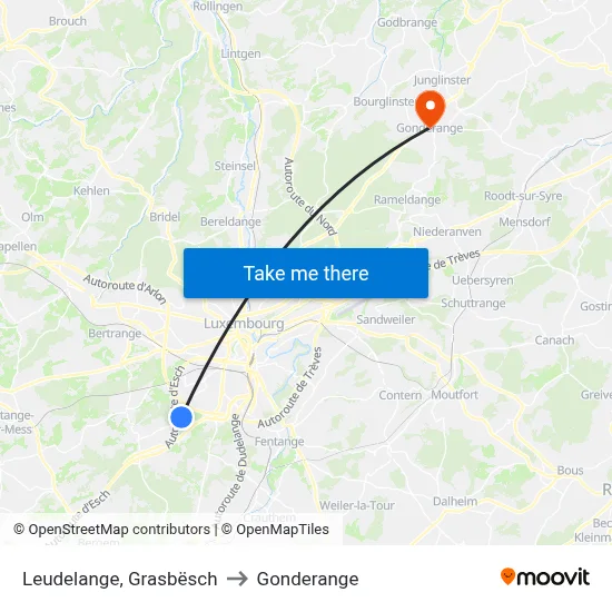 Leudelange, Grasbësch to Gonderange map