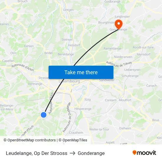 Leudelange, Op Der Strooss to Gonderange map