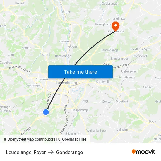 Leudelange, Foyer to Gonderange map