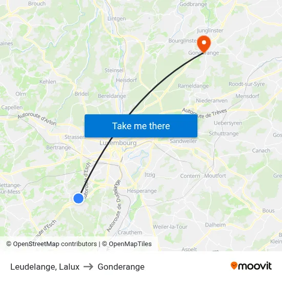 Leudelange, Lalux to Gonderange map