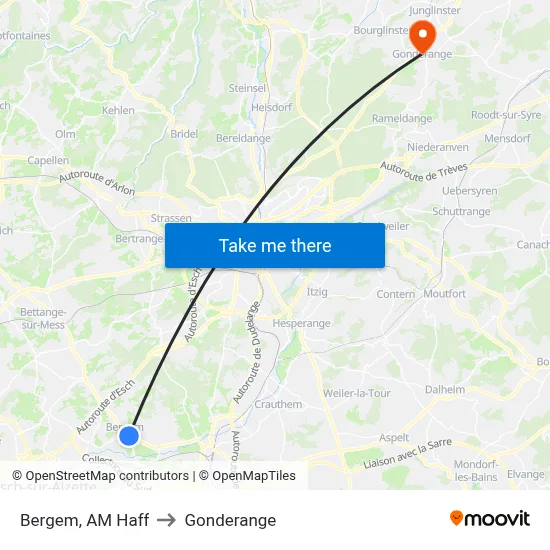 Bergem, AM Haff to Gonderange map