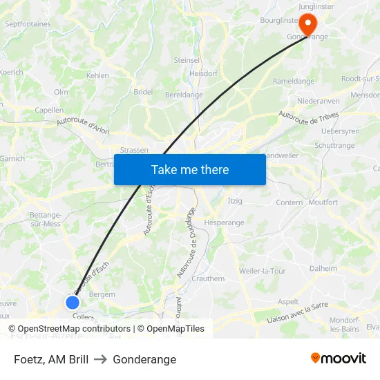 Foetz, AM Brill to Gonderange map