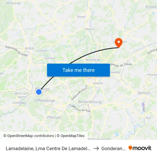 Lamadelaine, Lma Centre De Lamadelaine to Gonderange map