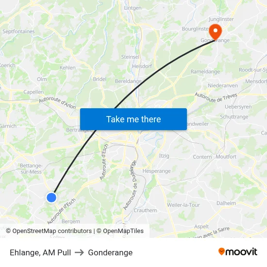 Ehlange, AM Pull to Gonderange map