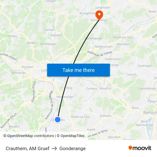 Crauthem, AM Gruef to Gonderange map