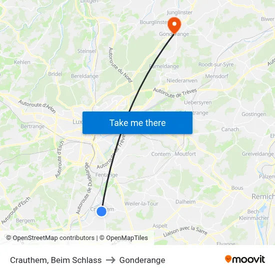 Crauthem, Beim Schlass to Gonderange map