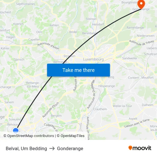 Belval, Um Bedding to Gonderange map