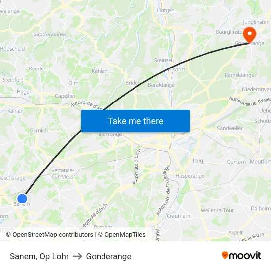 Sanem, Op Lohr to Gonderange map