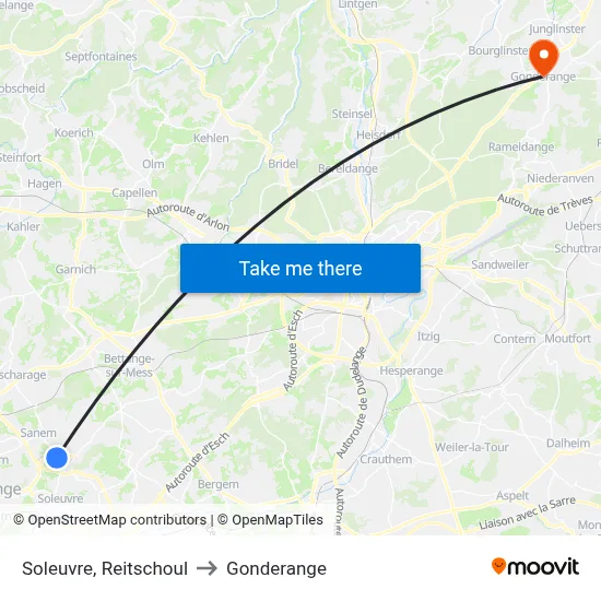 Soleuvre, Reitschoul to Gonderange map