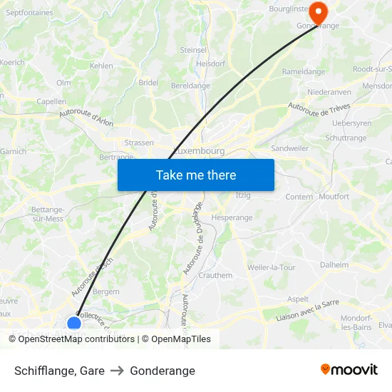 Schifflange, Gare to Gonderange map