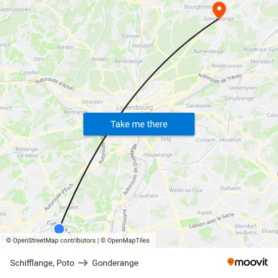 Schifflange, Poto to Gonderange map