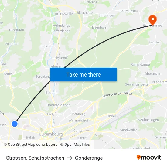 Strassen, Schafsstrachen to Gonderange map