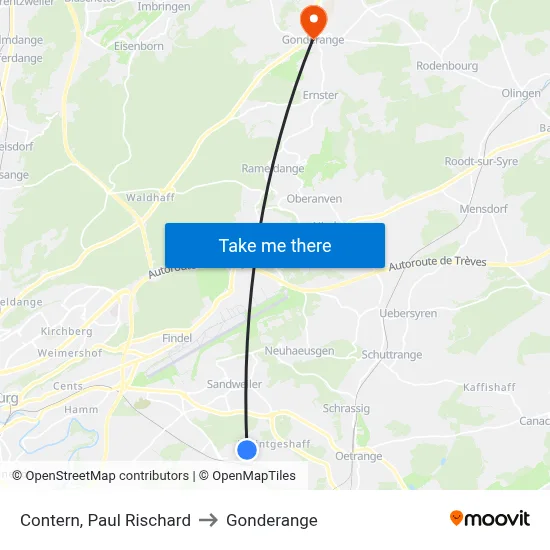 Contern, Paul Rischard to Gonderange map