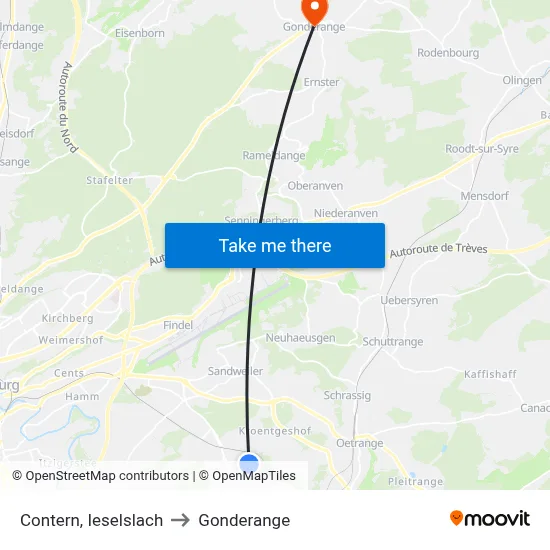 Contern, Ieselslach to Gonderange map