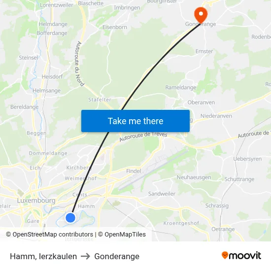 Hamm, Ierzkaulen to Gonderange map