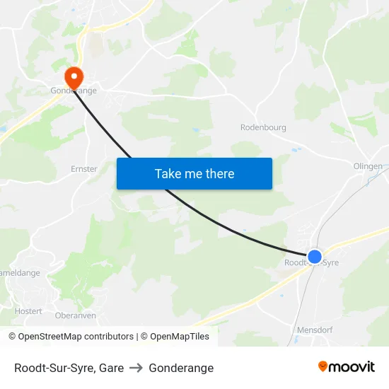 Roodt-Sur-Syre, Gare to Gonderange map